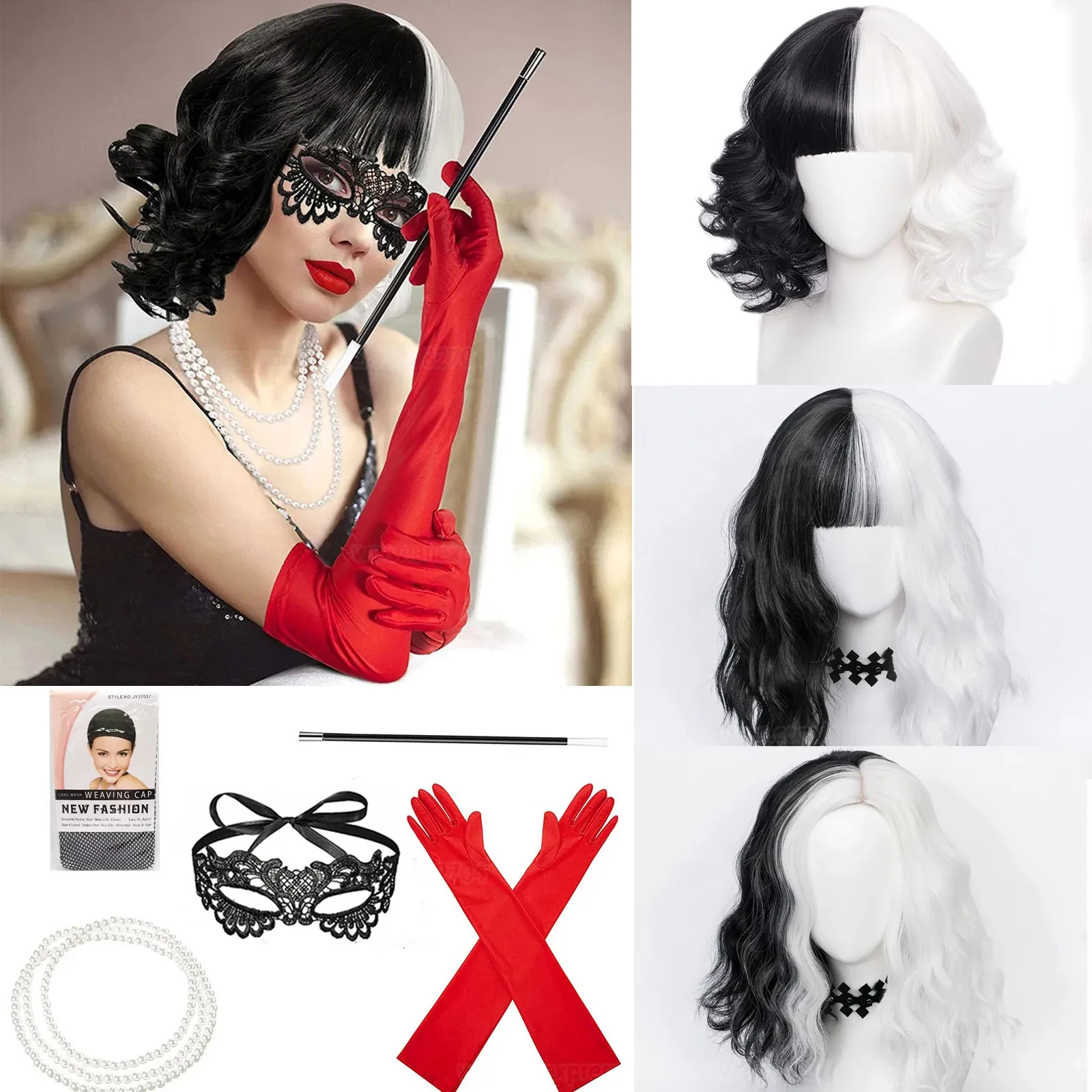 Cosplay Anime White Hair - Convention Anime Cruella de Vil Cosplay